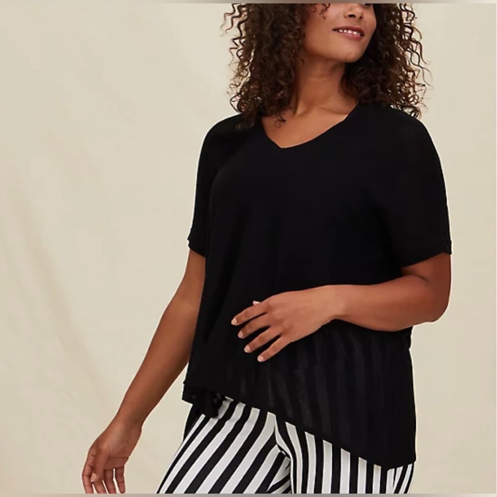 PULLOVER V-NECK SHORT SLEEVE CAFTAN SWEATER